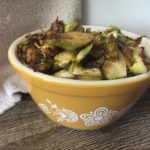 5 Ingredient Asian Inspired Brussels Sprouts in an old fashioned yellow bowl